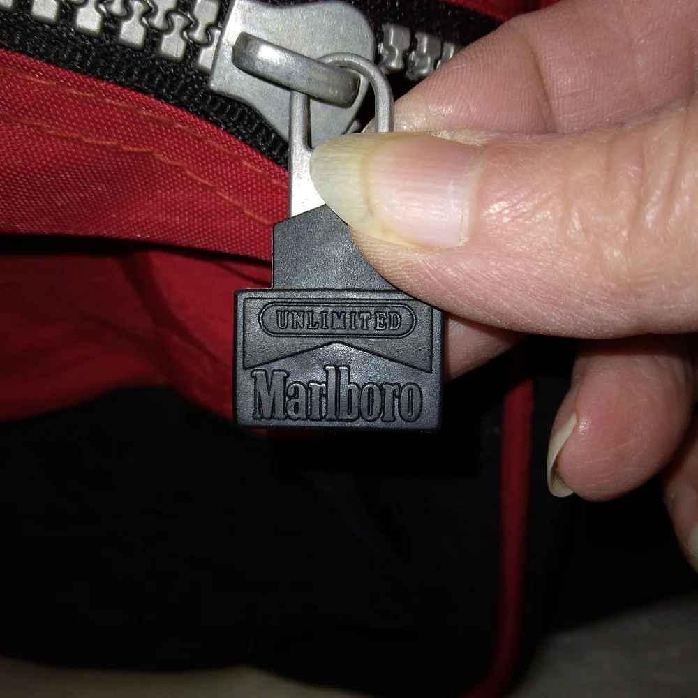 Vintage 90s Marlboro Unlimited Large Duffle Bag Logo Black Red DAMAGED